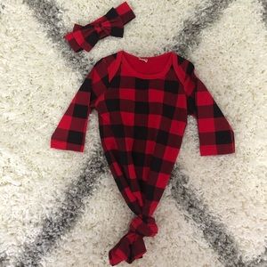 🖤Buffalo plaid swaddle knot dress